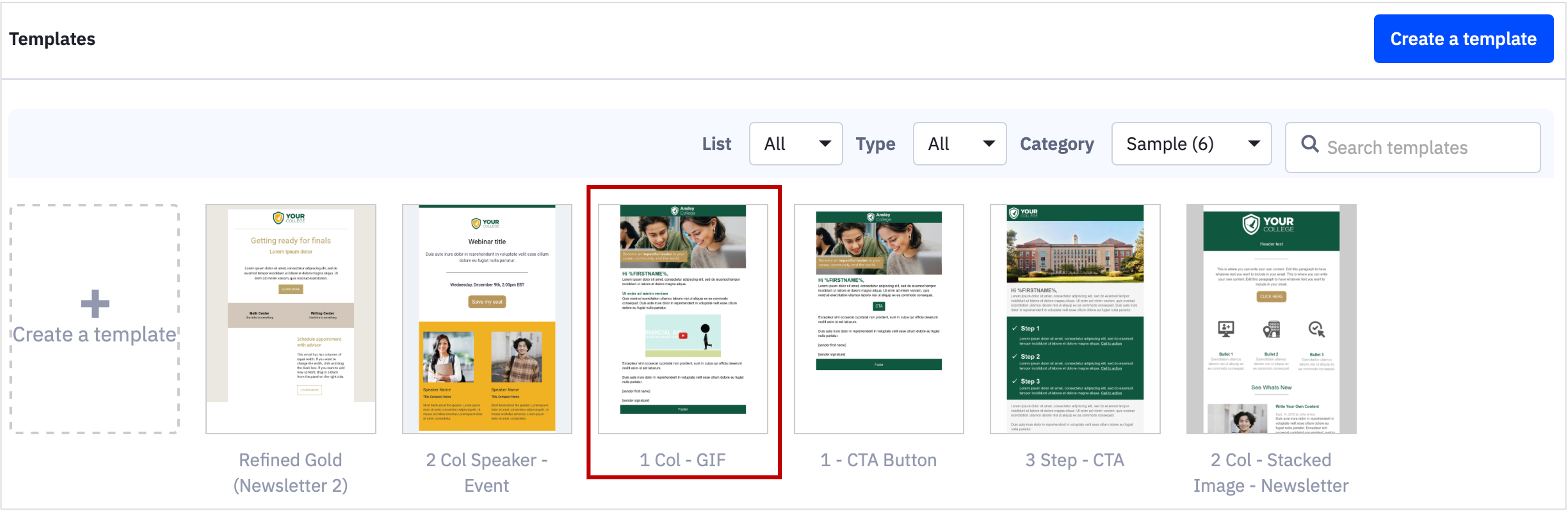 Email template types overview – eduConverse